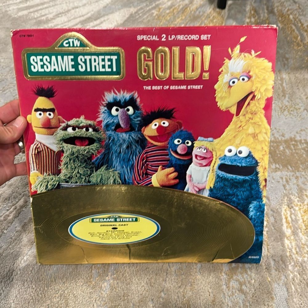 Vintage Jim Henson Muppets Sesame Street GOLD 2 LP RECORD SET CTW 79001